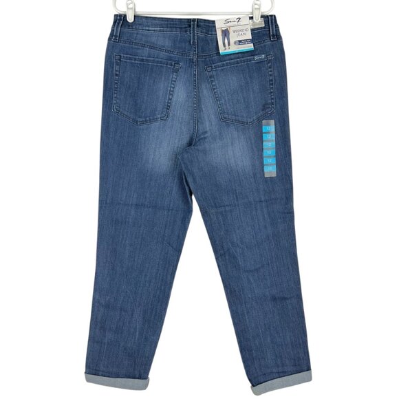 NWT Seven7 Women's Blue Weekend Easy Fit Boyfriend Jeans Size 12 Rolled Cuff - Picture 2 of 15